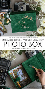 PHOTO ALBUM/ PHOTO BOX  Velvet Photo Box Photographer Box  Emerald Green Velvet Photo Box Photographer Box Wedding Memory Box, Greenery Custom Keepsake Box, Garden Photographer Gifts for Clients, Wedding Pictures packaging, Custom photography box16