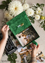 PHOTO ALBUM/ PHOTO BOX  Velvet Photo Box Photographer Box  Emerald Green Velvet Photo Box Photographer Wedding Memory Box, Greenery Custom Keepsake Box, Garden Photographer Gifts for Clients, Wedding Pictures packaging, Custom photography box22