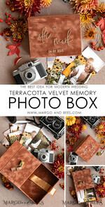 PHOTO ALBUM/ PHOTO BOX  Velvet Photo Box Photographer Box  Terracotta Velvet Photo Box Photographer Box Wedding Memory Box, Burnt Orange Custom Keepsake Box, Rust Photographer Gifts for Clients, Wedding Pictures packaging, Custom photography Copper box23