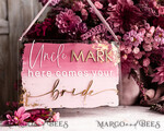 FLOWER GIRL / Page Boy SIGNS acrylic flower girl / page boy signs Personalised acrylic wedding sign, mauve transparent acrylic Page boy sign, dusty rose transparent acrylic flower girl sign, plum page boy wedding day sign, boho glam plum transparent acrylic wedding decor for flower girl, daddy its time to give mummy our last name, arch clear transparent acrylic here comes the bride9