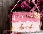 FLOWER GIRL / Page Boy SIGNS acrylic flower girl / page boy signs Personalised acrylic wedding sign, mauve transparent acrylic Page boy sign, dusty rose transparent acrylic flower girl sign, plum page boy wedding day sign, boho glam plum transparent acrylic wedding decor for flower girl, daddy its time to give mummy our last name, arch clear transparent acrylic here comes the bride9