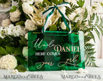 BLUMENMÄDCHEN / SEITENJUNGE SCHILDER Acrylschilder für Blumenmädchen / Ringträger Personalisierte Acryl-Hochzeits-Tafeln für den Page, grünes Gold Acryl-Page-Schild, smaragdgrünes Acryl-Mädchen-Schild, Blumenmädchen-Hochzeitstag-Schild.10