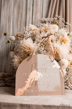 FLOWER GIRL / Page Boy SIGNS acrylic flower girl / page boy signs Personalised Arch acrylic wedding Page Boy sign, Beige Gold acrylic Page boy sign, painted plexi glass acrylic flower girl sign, flower girl wedding day sign, boho glam arch gold acrylic wedding decor for flower girl, daddy its time to give mummy our last name, arch acrylic here comes the bride12
