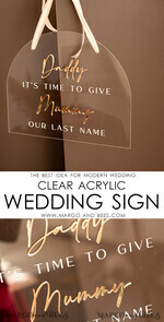 FLOWER GIRL / Page Boy SIGNS acrylic flower girl / page boy signs Personalised acrylic wedding sign, clear transparent acrylic Page boy sign, clear transparent acrylic flower girl sign, flower girl wedding day sign, boho glam clear transparent acrylic wedding decor for flower girl, daddy its time to give mummy our last name, arch clear transparent acrylic here comes the bride23