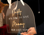 FLOWER GIRL / Page Boy SIGNS acrylic flower girl / page boy signs Personalised acrylic wedding sign, clear transparent acrylic Page boy sign, clear transparent acrylic flower girl sign, flower girl wedding day sign, boho glam clear transparent acrylic wedding decor for flower girl, daddy its time to give mummy our last name, arch clear transparent acrylic here comes the bride23