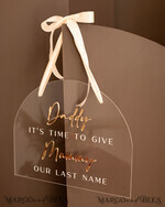 FLOWER GIRL / Page Boy SIGNS acrylic flower girl / page boy signs Personalised acrylic wedding sign, clear transparent acrylic Page boy sign, clear transparent acrylic flower girl sign, flower girl wedding day sign, boho glam clear transparent acrylic wedding decor for flower girl, daddy its time to give mummy our last name, arch clear transparent acrylic here comes the bride23