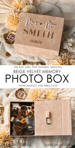 FOTOALBUM/ FOTOBOX Memory Bundle FotoBox Gustbücher Gelübde Beige Samt Bundle Hochzeitsgeschenkset - Gästebuch & Schild, Seine und Ihre Hochzeitsgelübde, Fotobox für Bilder30