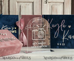 PHOTO ALBUM/ PHOTO BOX  Memory Bundle PhotoBox Gustbooks Vows Navy Blue and Blush Pink Velvet Bundle Wedding Keepsake Set- Guestbook & sign, His Hers Wedding Vows, Photobox for pictures19