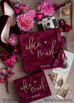 PHOTO ALBUM/ PHOTO BOX  Memory Bundle PhotoBox Gustbooks Vows Maroon Velvet Bundle Wedding Keepsake Set- Burgundy Velvet Guestbook & sign, Fall Masrala Golden Photobox for pictures30