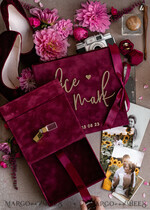 PHOTO ALBUM/ PHOTO BOX  Memory Bundle PhotoBox Gustbooks Vows Maroon Velvet Bundle Wedding Keepsake Set- Burgundy Velvet Guestbook & sign, Fall Masrala Golden Photobox for pictures30
