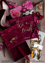 PHOTO ALBUM/ PHOTO BOX  Memory Bundle PhotoBox Gustbooks Vows Maroon Velvet Bundle Wedding Keepsake Set- Burgundy Velvet Guestbook & sign, Fall Masrala Golden Photobox for pictures30