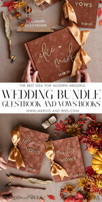 WEDDING GUEST BOOKS Bundle Gustbooks & Vows set Bundle Personalised Wedding Guest Book & Custom Made Wedding Vows set of two - Bundle guestbook and vows books 29
