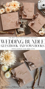 HOCHZEITS-GÄSTEBÜCHER Bundle Gustbooks & Vows Set Personalisierte Hochzeitsgäste Buch & maßgeschneiderte Hochzeitsgelübde Set von zwei - Bündel Gästebuch und Gelübde Bücher63