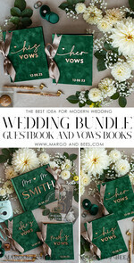 WEDDING GUEST BOOKS Bundle Gustbooks & Vows set Bundle Personalised Wedding Guest Book & Custom Made Wedding Vows set of two - Bundle guestbook and vows books 24