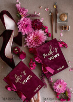 WEDDING GUEST BOOKS Bundle Gustbooks & Vows set Personalised Wedding Maroon Guest Book & Custom Made Wedding Burgundy Velvet Vows set of two - Bundle Golden guestbook and vows books 24