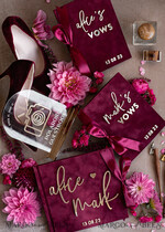 WEDDING GUEST BOOKS Bundle Gustbooks & Vows set Personalised Wedding Maroon Guest Book & Custom Made Wedding Burgundy Velvet Vows set of two - Bundle Golden guestbook and vows books 24