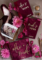 WEDDING GUEST BOOKS Bundle Gustbooks & Vows set Personalised Wedding Maroon Guest Book & Custom Made Wedding Burgundy Velvet Vows set of two - Bundle Golden guestbook and vows books 24