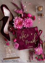 WEDDING GUEST BOOKS Bundle Gustbooks & Vows set Personalised Wedding Maroon Guest Book & Custom Made Wedding Burgundy Velvet Vows set of two - Bundle Golden guestbook and vows books 24