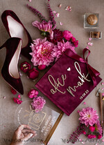 WEDDING GUEST BOOKS Bundle Gustbooks & Vows set Personalised Wedding Maroon Guest Book & Custom Made Wedding Burgundy Velvet Vows set of two - Bundle Golden guestbook and vows books 24