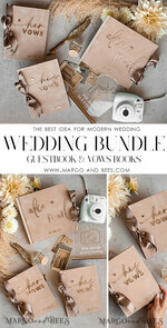 WEDDING GUEST BOOKS Bundle Gustbooks & Vows set Bundle Personalised  Wedding Guest Book & Custom Made Wedding Vows set of two - Bundle guestbook and vows books 22