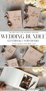 WEDDING GUEST BOOKS Bundle Gustbooks & Vows set Bundle Personalised  Wedding Guest Book & Custom Made Wedding Vows set of two - Bundle guestbook and vows books 22