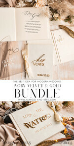 HOCHZEITS-GÄSTEBÜCHER Bundle Gustbooks & Vows Set Elfenbein Golden Bundle Personalisierte Hochzeitsgästebuch & Maßgeschneiderte Hochzeitsgelübde Set von zwei - Bundle Gästebuch und Gelübde Bücher19
