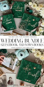 WEDDING GUEST BOOKS Bundle Gustbooks & Vows set Bundle Personalised  Wedding Guest Book & Custom Made Wedding Vows set of two - Bundle guestbook and vows books 33