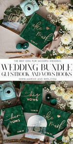 WEDDING GUEST BOOKS Bundle Gustbooks & Vows set Bundle Personalised  Wedding Guest Book & Custom Made Wedding Vows set of two - Bundle guestbook and vows books 33