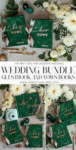 WEDDING GUEST BOOKS Bundle Gustbooks & Vows set Bundle Personalised  Wedding Guest Book & Custom Made Wedding Vows set of two - Bundle guestbook and vows books 33