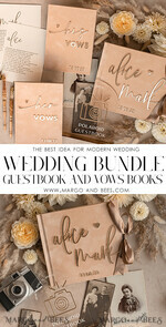 WEDDING GUEST BOOKS Bundle Gustbooks & Vows set Personalised Wedding Guest Book & Custom Made Wedding Vows set of two - Bundle guestbook and vows books 24
