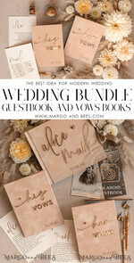 WEDDING GUEST BOOKS Bundle Gustbooks & Vows set Personalised Wedding Guest Book & Custom Made Wedding Vows set of two - Bundle guestbook and vows books 24