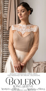 BRIDE bolero, robes, garter LACE WEDDING BOLERO Ivory Lace Wedding bolero long sleeve, Boho Shrug Women Wedding, Bridal Backless Coverup, Ivory Blouse for Bride, Bridal Lace Blouse, dress capalet8
