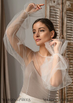 BRAUT Bolero, Kleider, Strumpfband SPITZEN HOCHZEITSBOLERO Elfenbein Tüll Hochzeitsbolero Puffärmel, Shrug Frauen Hochzeit, Braut Rückenfrei Coverup, Elfenbein Bluse für die Braut, Braut Tüll Bluse, Kleid Capelet13