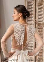 BRIDE bolero, robes, garter LACE WEDDING BOLERO Ivory Lace Wedding bolero long sleeve, Shrug Women Wedding, Bridal Backless Coverup, Nude Blouse for Bride, Wedding Dress Topper13