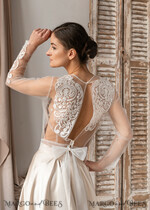BRIDE bolero, robes, garter LACE WEDDING BOLERO Ivory Lace Wedding bolero long sleeve, Shrug Women Wedding, Bridal Backless Coverup, Nude Blouse for Bride, Wedding Dress Topper13