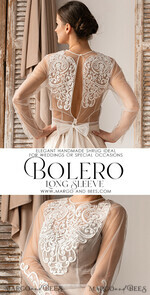 BRIDE bolero, robes, garter LACE WEDDING BOLERO Ivory Lace Wedding bolero long sleeve, Shrug Women Wedding, Bridal Backless Coverup, Nude Blouse for Bride, Wedding Dress Topper13