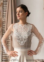 BRIDE bolero, robes, garter LACE WEDDING BOLERO Ivory Lace Wedding bolero long sleeve, Shrug Women Wedding, Bridal Backless Coverup, Nude Blouse for Bride, Wedding Dress Topper13