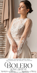 BRIDE bolero, robes, garter LACE WEDDING BOLERO Ivory Lace Wedding bolero long sleeve, Shrug Women Wedding, Bridal Backless Coverup, Nude Blouse for Bride, Wedding Dress Topper13