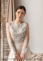 BRIDE bolero, robes, garter LACE WEDDING BOLERO Ivory Lace Wedding bolero long sleeve, Shrug Women Wedding, Bridal Backless Coverup, Nude Blouse for Bride, Wedding Dress Topper13