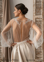 BRIDE bolero, robes, garter LACE WEDDING BOLERO Ivory Lace Wedding bolero puff sleeve, Shrug Women Wedding, Bridal Backless Coverup, Ivory Blouse for Bride, Bridal Lace Blouse, dress capalet14