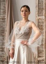 BRIDE bolero, robes, garter LACE WEDDING BOLERO Ivory Lace Wedding bolero puff sleeve, Shrug Women Wedding, Bridal Backless Coverup, Ivory Blouse for Bride, Bridal Lace Blouse, dress capalet14