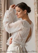 BRIDE bolero, robes, garter LACE WEDDING BOLERO Ivory Silk and Lace Wedding bolero long sleeve, Shrug Women Wedding, Bridal Backless Coverup, Ivory Blouse for Bride, Bridal Lace Blouse, dress capalet30