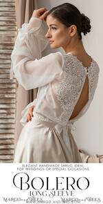BRIDE bolero, robes, garter LACE WEDDING BOLERO Ivory Silk and Lace Wedding bolero long sleeve, Shrug Women Wedding, Bridal Backless Coverup, Ivory Blouse for Bride, Bridal Lace Blouse, dress capalet30