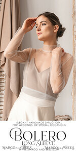 BRIDE bolero, robes, garter LACE WEDDING BOLERO Ivory tulle Wedding bolero long sleeve with bow scarf,  Wedding Dress Topper, Bridal Coverup, Mesh Blouse for Bride, Bridal Tulle Blouse, dress capalet10
