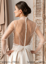 BRIDE bolero, robes, garter LACE WEDDING BOLERO Ivory tulle Wedding bolero long sleeve with bow scarf,  Wedding Dress Topper, Bridal Coverup, Mesh Blouse for Bride, Bridal Tulle Blouse, dress capalet10