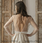 BRAUT Bolero, Kleider, Strumpfband SPITZEN HOCHZEITSBOLERO Elfenbein Tüll Perlen-Bare Back Hochzeitsbolero mit langen Ärmeln, Shrug Frauen Hochzeit, Braut-Überwurf mit Perlen, Elfenbein Bluse für die Braut, Braut Tüll Bluse, Kleid Capelet17