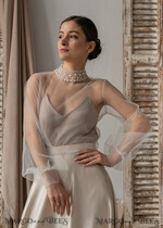 BRIDE bolero, robes, garter LACE WEDDING BOLERO Ivory tulle Wedding bolero puff sleeve, Shrug Women Wedding, Bridal Coverup, Ivory Blouse for Bride, Bridal Tulle Blouse, dress capalet13