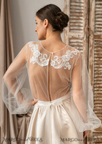 BRIDE bolero, robes, garter LACE WEDDING BOLERO Ivory Lace Wedding bolero long sleeve, Shrug Women Wedding, Bridal Backless Coverup, Ivory Blouse for Bride, Bridal Lace Blouse, dress capalet32