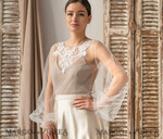 BRIDE bolero, robes, garter LACE WEDDING BOLERO Ivory Lace Wedding bolero long sleeve, Shrug Women Wedding, Bridal Backless Coverup, Ivory Blouse for Bride, Bridal Lace Blouse, dress capalet32