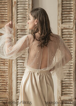 BRIDE bolero, robes, garter LACE WEDDING BOLERO Ivory tulle Beaded Wedding bolero long sleeve, Shrug Women Wedding, Bridal Coverup with pearls , Ivory Blouse for Bride, Bridal Tulle Blouse, dress capalet24